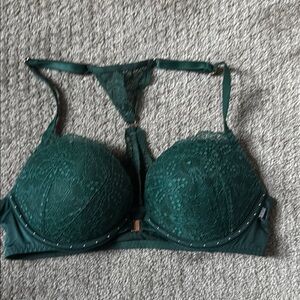 PINK Victoria's Secret Green Lace Underwire Bra